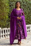 Buy_Rivaaj Clothing_Purple Cotton Silk And Chanderi Print & Embroidery Floral Anarkali Set _Online_at_Aza_Fashions