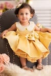 Buy_Ba Ba Baby clothing co_Yellow Satin Embroidered Bead Work Peter Pan Bow Dress _at_Aza_Fashions