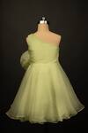 Shop_BA BA Baby Clothing CO_Green Viscose Organza Pleats Tinker Bell One Shoulder Dress_Online_at_Aza_Fashions