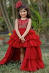 Buy_Ba Ba Baby clothing co_Anna Tiered Asymmetric Gown For Girls_at_Aza_Fashions