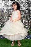 Shop_BA BA Baby Clothing CO_White Taffeta, Viscose Organza, Butte Crepe And Layer Pearl Waves Embroidered Gown_at_Aza_Fashions