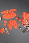 Shop_BA BA Baby Clothing CO_Orange Cotton , Blend, Linen Floral Paradise Embroidered Kurta Set_at_Aza_Fashions