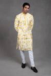 Buy_Rng Safawala_Yellow Cotton Silk Tie And Dye & Print Kurta Set_at_Aza_Fashions