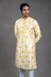 Buy_Rng Safawala_Yellow Cotton Silk Tie And Dye & Print Kurta Set_Online_at_Aza_Fashions