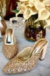 Buy_Tiesta_Gold Embroidery Stella Mule Block Heels _at_Aza_Fashions