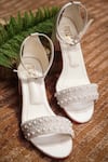 Buy_Tiesta_White Embroidered Pearl Embellished Block Heels _at_Aza_Fashions