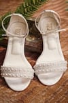 Tiesta_White Embroidered Pearl Embellished Block Heels _Online_at_Aza_Fashions