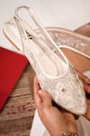 Buy_Tiesta_White Embellished Cinderella Mules _Online_at_Aza_Fashions