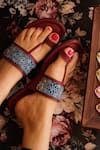 Tiesta_Maroon Kolas Toe Ring Flats _Online_at_Aza_Fashions