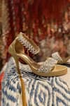 Shop Tiesta Gold Pearls, Cut Work Embellished Stilettos at Aza Fashions Shop_Tiesta_Gold Pearls, Cut Work Embellished Stilettos _at_Aza_Fashions