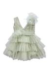 Buy_Jasmine And Alaia_Green Ally Tiered Ruffle Dress For Girls_at_Aza_Fashions