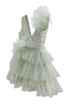 Shop_Jasmine And Alaia_Green Ally Tiered Ruffle Dress For Girls_at_Aza_Fashions
