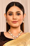 Minaki_Gold Plated Zari, Crystals Kundan Necklace Set _Online_at_Aza_Fashions