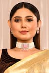 Minaki_Gold Plated Pearls, Beads, Diamonds Multi Layered Choker Set _Online_at_Aza_Fashions