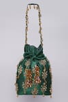 Ornatte_Green Embroidery Saanjh Potli Bag_Online_at_Aza_Fashions