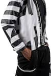 All2Defy_Black Windcheater And Dot Net Print Stripes Reversible Hoodie _at_Aza_Fashions