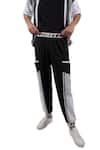 All2Defy_Black Polyester Colorblock Joggers_Online_at_Aza_Fashions