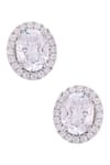 Buy_Solasta Jewellery_Silver Plated Swarovski Zirconia Oval Solitaire Studs _at_Aza_Fashions