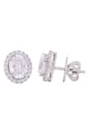 Shop_Solasta Jewellery_Silver Plated Swarovski Zirconia Oval Solitaire Studs _at_Aza_Fashions