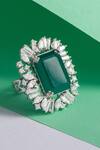 Buy_Solasta Jewellery_Green Swarovski Zirconia And Stone Victorian Emerald Ring _at_Aza_Fashions