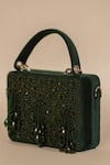 Aamli_Green Embroidery, Beads Jade Cross Body Clutch _Online_at_Aza_Fashions