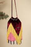 Shop_Aamli_Maroon Embroidered Maskali Tokri Bead Work Bucket Bag _at_Aza_Fashions