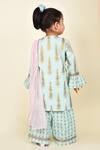 Shop_Pankhuri by Priyanka_Blue Mughal Print Kurta Palazzo Set For Girls_at_Aza_Fashions