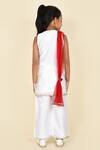 Shop_Pankhuri By Priyanka_White Chanderi Lace, Pom-poms Kurta Palazzo Set _at_Aza_Fashions