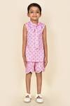 Buy_Pankhuri by Priyanka_Pink Printed Top And Shorts Set For Girls_at_Aza_Fashions