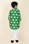 Shop_Pankhuri By Priyanka_Green Cotton Elephant Print Kurta And Pant Set _at_Aza_Fashions