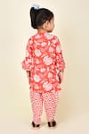 Shop_Pankhuri By Priyanka_Red Cotton Embroidery Floral Print Kurta And Tulip Pant Set _at_Aza_Fashions