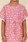 Shop_Pankhuri By Priyanka_Pink Cotton Fish Print Kaftan Dress _Online_at_Aza_Fashions