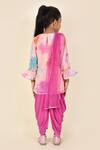 Shop_Pankhuri By Priyanka_Pink Georgette, Crepe, Lycra, Net Gota Patti Digital Print Kurta Dhoti Pant Set _at_Aza_Fashions