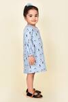 Pankhuri by Priyanka_Blue Penguin Print Dress For Girls_Online_at_Aza_Fashions