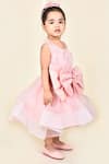 Pankhuri By Priyanka_Pink Organza, Crepe Stones Bow Front Frock _Online_at_Aza_Fashions