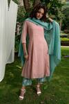 Pants And Pajamas_Green Chanderi Embroidered Sequins Dupatta_Online_at_Aza_Fashions