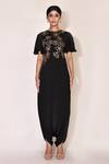 Shop_Arihant Rai Sinha_Black Crepe Floral Embroidered Jumpsuit_Online_at_Aza_Fashions