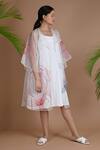 Chambray & Co._White Organza, Crushed Floral Motifs Dress Dior Embroidered With_Online_at_Aza_Fashions