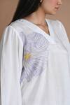 Chambray & Co._White Silk Embroidered Floral Motifs V Neck Eden Tunic _at_Aza_Fashions