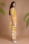 Chambray & Co._Yellow Crush Silk Shibori Dyeing Boat Neck Shay Dye Top And Pant Set _Online_at_Aza_Fashions