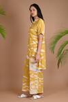 Buy_Chambray & Co._Yellow Crush Silk Shibori Dyeing Boat Neck Shay Dye Top And Pant Set _Online_at_Aza_Fashions