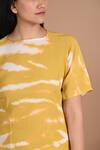 Chambray & Co._Yellow Crush Silk Shibori Dyeing Boat Neck Shay Dye Top And Pant Set _at_Aza_Fashions