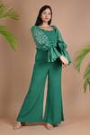 Chambray & Co._Green Chanderi Londyn Embroidered Top And Pant Set_Online_at_Aza_Fashions
