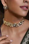 Shop_SWABHIMANN_Gold Plated Polki Choker Necklace Set _Online_at_Aza_Fashions