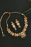 Shop_Swabhimann Jewellery_Kundan Floral Choker Jewellery Set_at_Aza_Fashions