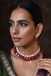 SWABHIMANN_Gold Plated Kundan Stone Drop Choker Set _Online_at_Aza_Fashions