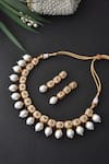 Swabhimann_Gold Plated Pearls Necklace Set _Online_at_Aza_Fashions