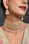 Shop_SWABHIMANN_Gold Plated Pearls Layered Kundan Choker Set _Online_at_Aza_Fashions