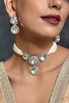 Shop_SWABHIMANN_White Polki Layered Necklace Set _Online_at_Aza_Fashions