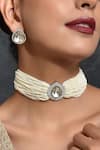 Shop_Swabhimann_White Imitation Diamonds Layered Polki Necklace Set _Online_at_Aza_Fashions